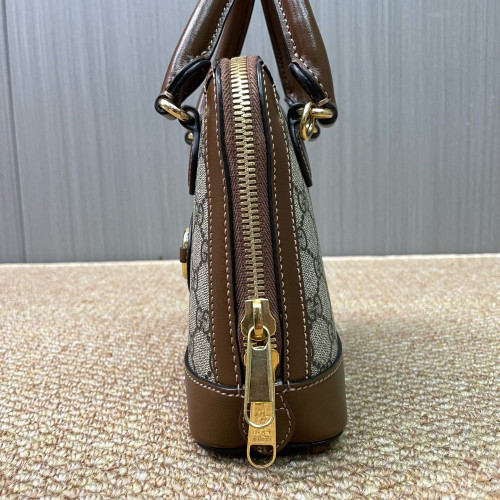 Gucci Mini Horsebit 1955 Top Handle GG Supreme Monogram Tan