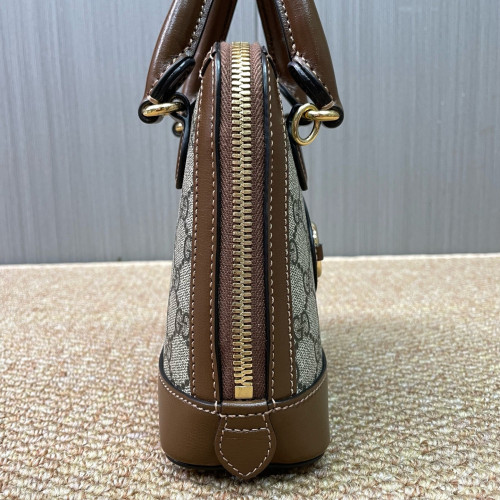 Gucci Mini Horsebit 1955 Top Handle GG Supreme Monogram Tan