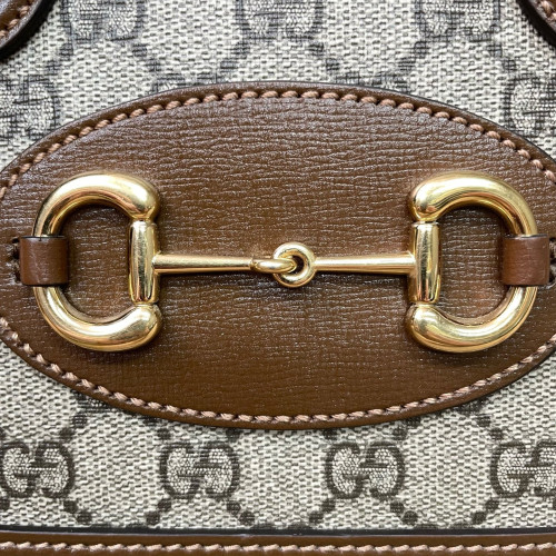 Gucci Mini Horsebit 1955 Top Handle GG Supreme Monogram Tan