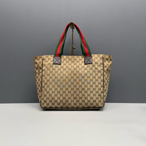 Gucci Tote Bag GG Supreme Monogram Beige Red Green