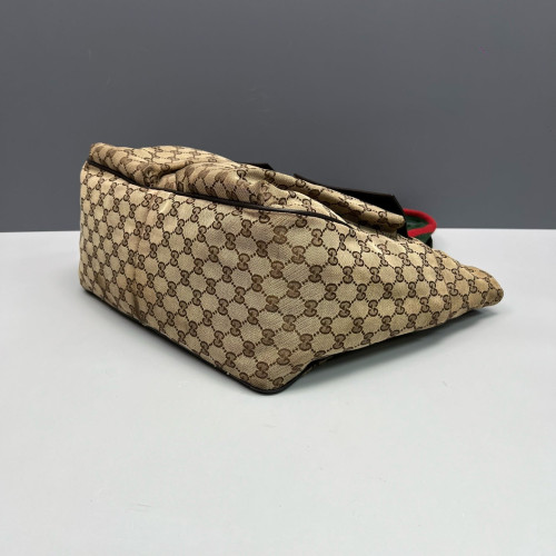 Gucci Tote Bag GG Supreme Monogram Beige Red Green