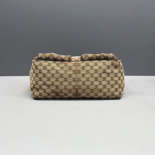 Gucci Tote Bag GG Supreme Monogram Beige Red Green