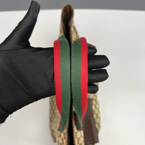 Gucci Tote Bag GG Supreme Monogram Beige Red Green