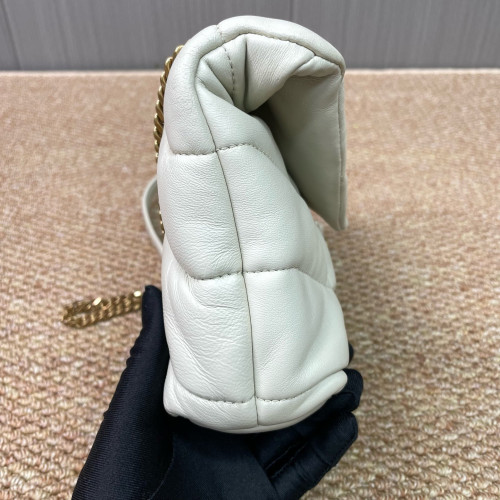 Yves Saint Laurent Toy Loulou Puffer Chain Calfskin White