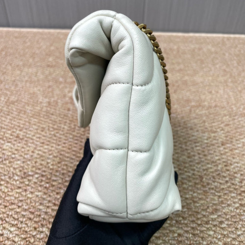 Yves Saint Laurent Toy Loulou Puffer Chain Calfskin White
