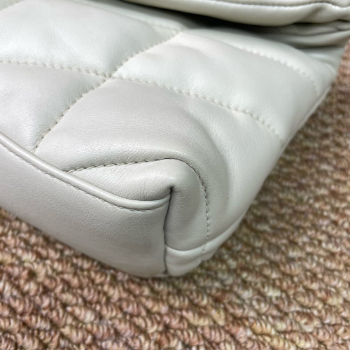Yves Saint Laurent Toy Loulou Puffer Chain Calfskin White
