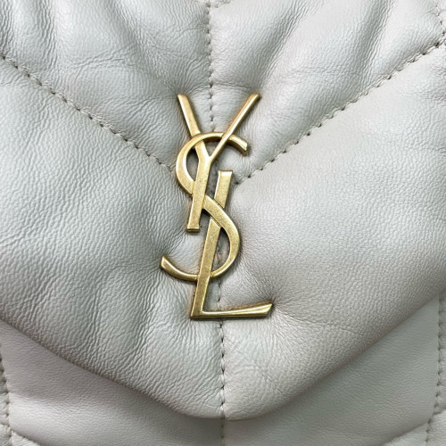 Yves Saint Laurent Toy Loulou Puffer Chain Calfskin White