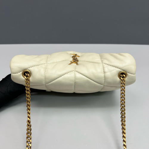 Yves Saint Laurent Toy Loulou Puffer Chain Calfskin White