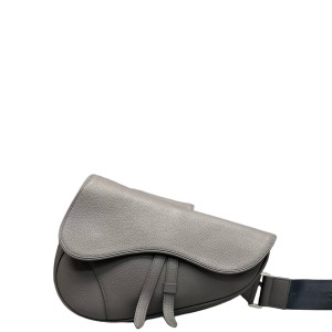 Dior Saddle Crossbody Bag Grained Calfskin Grey