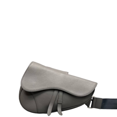 Dior Saddle Crossbody Bag Grained Calfskin Grey