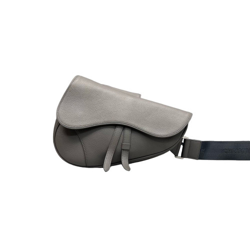 Dior Saddle Crossbody Bag Grained Calfskin Grey