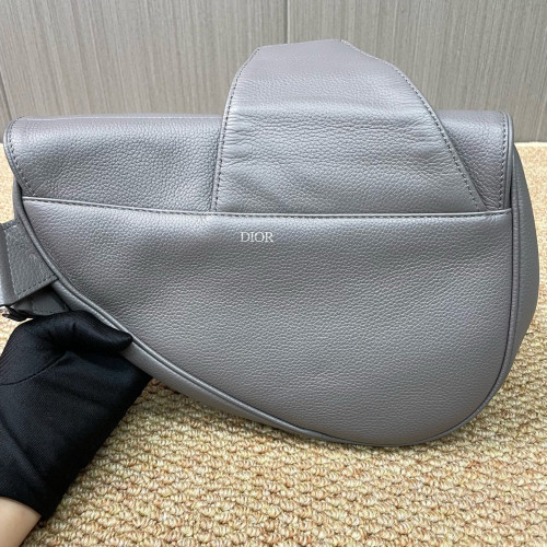 Dior Saddle Crossbody Bag Grained Calfskin Grey