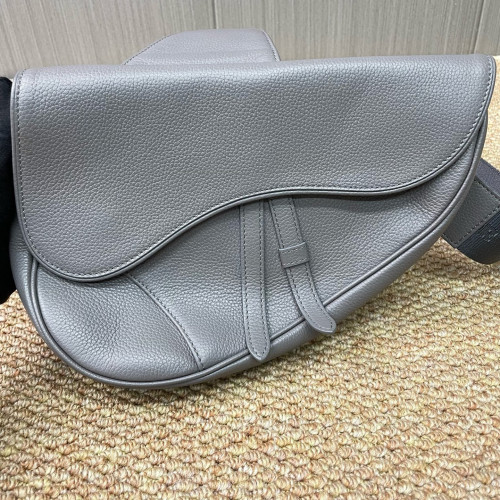 Dior Saddle Crossbody Bag Grained Calfskin Grey