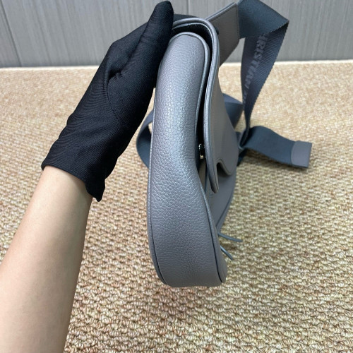 Dior Saddle Crossbody Bag Grained Calfskin Grey