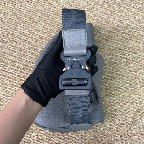 Dior Saddle Crossbody Bag Grained Calfskin Grey