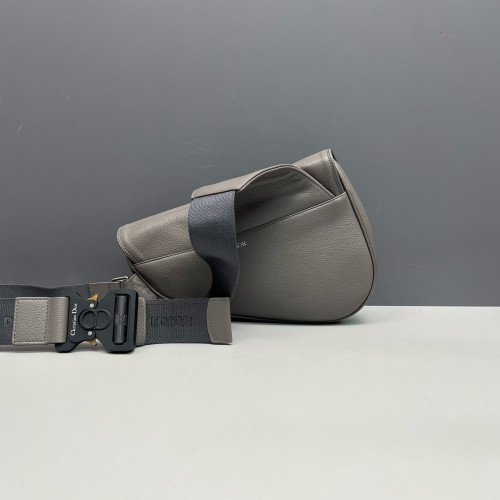 Dior Saddle Crossbody Bag Grained Calfskin Grey