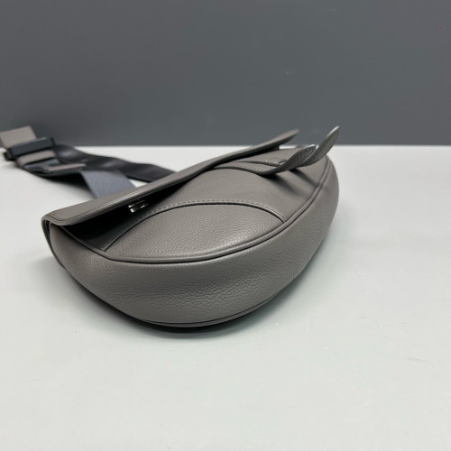 Dior Saddle Crossbody Bag Grained Calfskin Grey