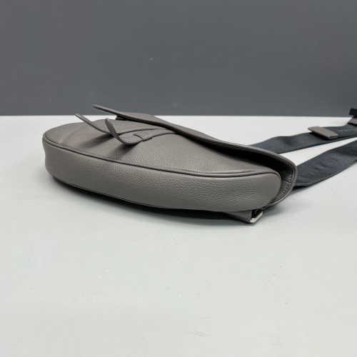 Dior Saddle Crossbody Bag Grained Calfskin Grey