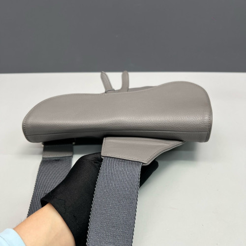 Dior Saddle Crossbody Bag Grained Calfskin Grey