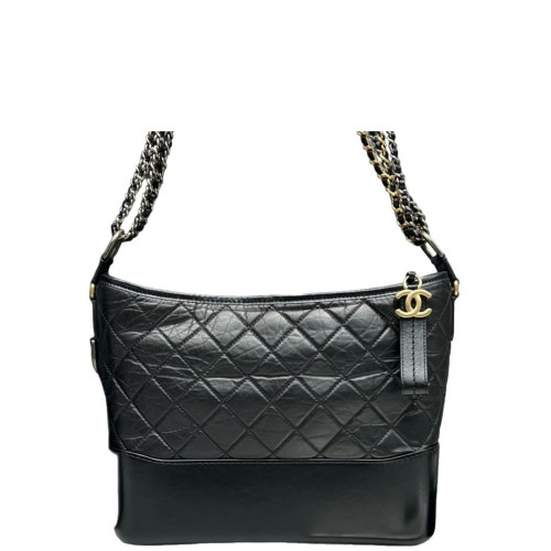 Chanel Quilted Medium Gabrielle Hobo Calfskin Black