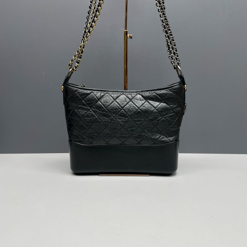 Chanel Quilted Medium Gabrielle Hobo Calfskin Black