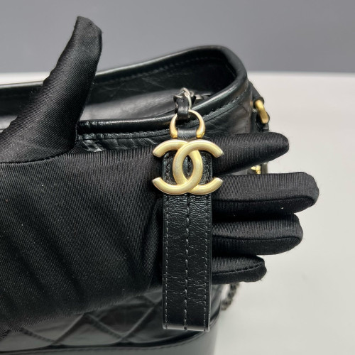 Chanel Quilted Medium Gabrielle Hobo Calfskin Black