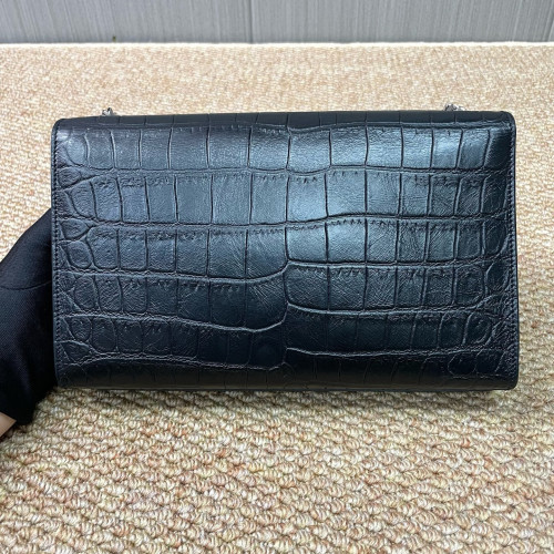 Yves Saint Laurent Medium Kate Crossbody Bag Calfskin Crocodile Embossed Black