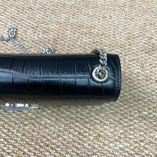 Yves Saint Laurent Medium Kate Crossbody Bag Calfskin Crocodile Embossed Black