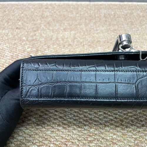 Yves Saint Laurent Medium Kate Crossbody Bag Calfskin Crocodile Embossed Black
