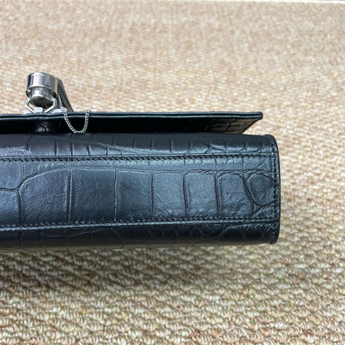 Yves Saint Laurent Medium Kate Crossbody Bag Calfskin Crocodile Embossed Black