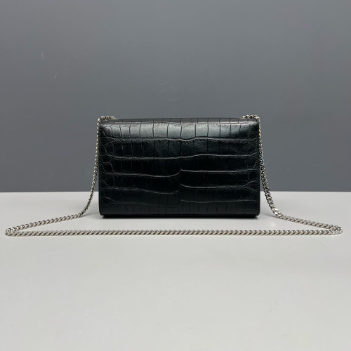 Yves Saint Laurent Medium Kate Crossbody Bag Calfskin Crocodile Embossed Black