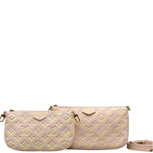 Louis Vuitton Multi Pochette Accessories Monogram Empreinte Pink Yellow
