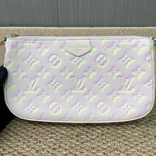 Louis Vuitton Multi Pochette Accessories Monogram Empreinte Pink Yellow