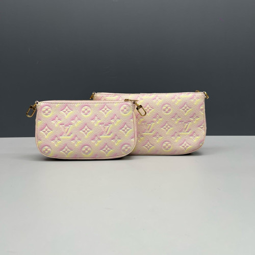 Louis Vuitton Multi Pochette Accessories Monogram Empreinte Pink Yellow
