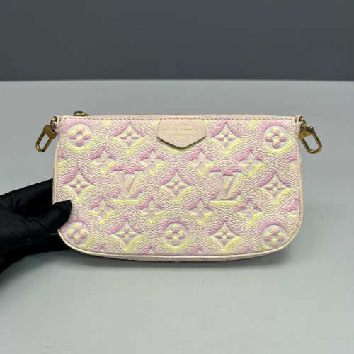 Louis Vuitton Multi Pochette Accessories Monogram Empreinte Pink Yellow