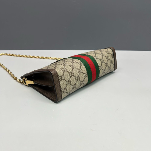 Gucci Small Ophidia Chain Shoulder Bag GG Supreme Monogram Beige Brown Green
