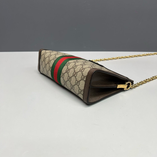 Gucci Small Ophidia Chain Shoulder Bag GG Supreme Monogram Beige Brown Green