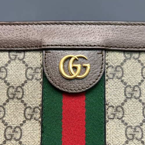 Gucci Small Ophidia Chain Shoulder Bag GG Supreme Monogram Beige Brown Green
