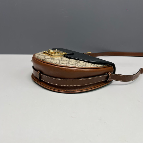 Gucci Padlock Saddle Bag GG Supreme Monogram Black Brown Beige