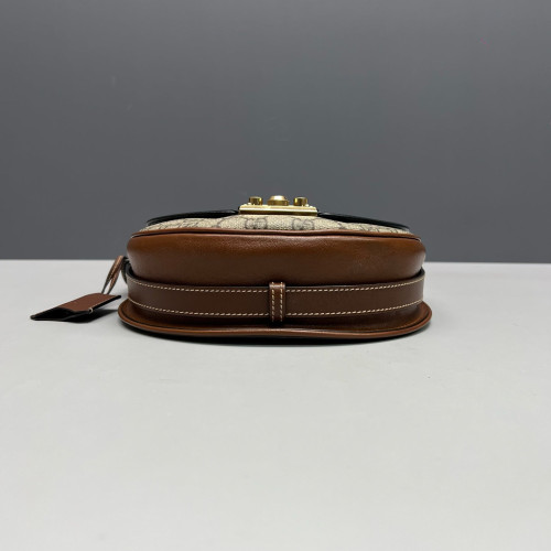 Gucci Padlock Saddle Bag GG Supreme Monogram Black Brown Beige
