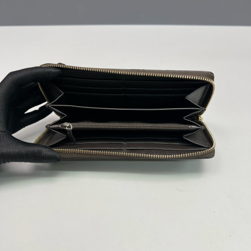 Gucci Double G Zip Around Wallet GG Supreme Monogram Beige Brown