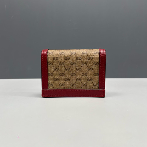 Gucci X Doraemon Compact Wallet GG Supreme Monogram Brown Red Blue