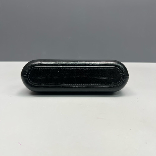 Chanel Small Gabrielle Clutch Calfskin Crocodile Embossed Black