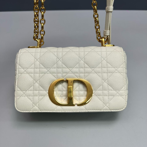 Dior Small Caro Bag Cuir Calfskin White
