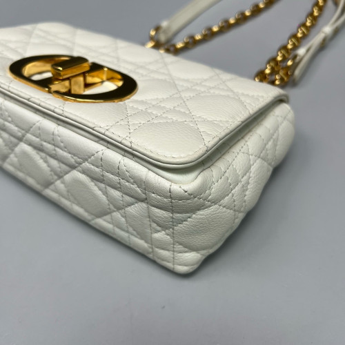 Dior Small Caro Bag Cuir Calfskin White