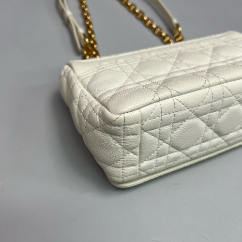 Dior Small Caro Bag Cuir Calfskin White