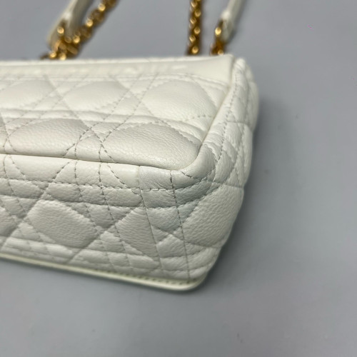 Dior Small Caro Bag Cuir Calfskin White
