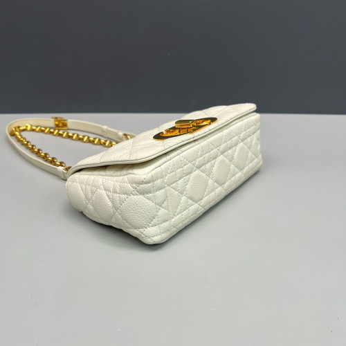 Dior Small Caro Bag Cuir Calfskin White