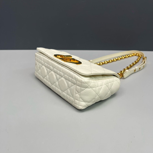 Dior Small Caro Bag Cuir Calfskin White
