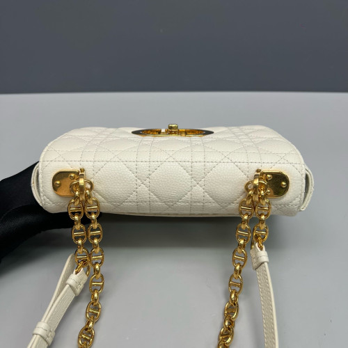 Dior Small Caro Bag Cuir Calfskin White